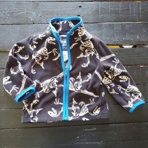 Osh Kosh Black Fleece Zip Up Jacket Dinosaurs 12 M